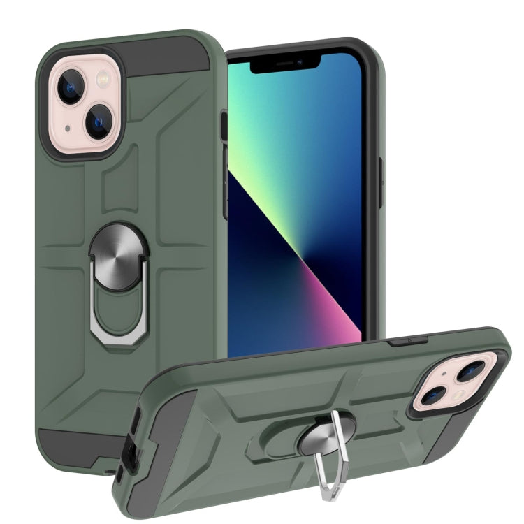 For iPhone 13 mini War-god Armor TPU + PC Shockproof Magnetic Protective Case with Ring Holder