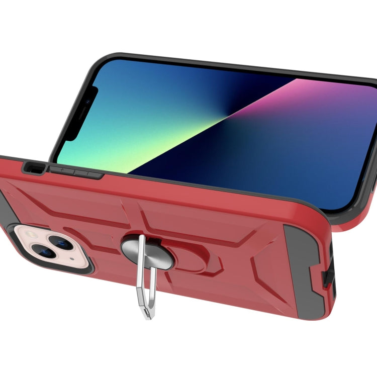 For iPhone 13 War-god Armor TPU + PC Shockproof Magnetic Protective Case with Ring Holder