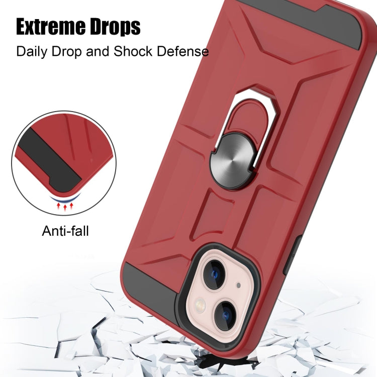 For iPhone 13 War-god Armor TPU + PC Shockproof Magnetic Protective Case with Ring Holder