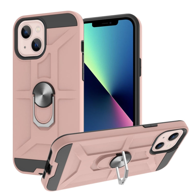 For iPhone 13 War-god Armor TPU + PC Shockproof Magnetic Protective Case with Ring Holder