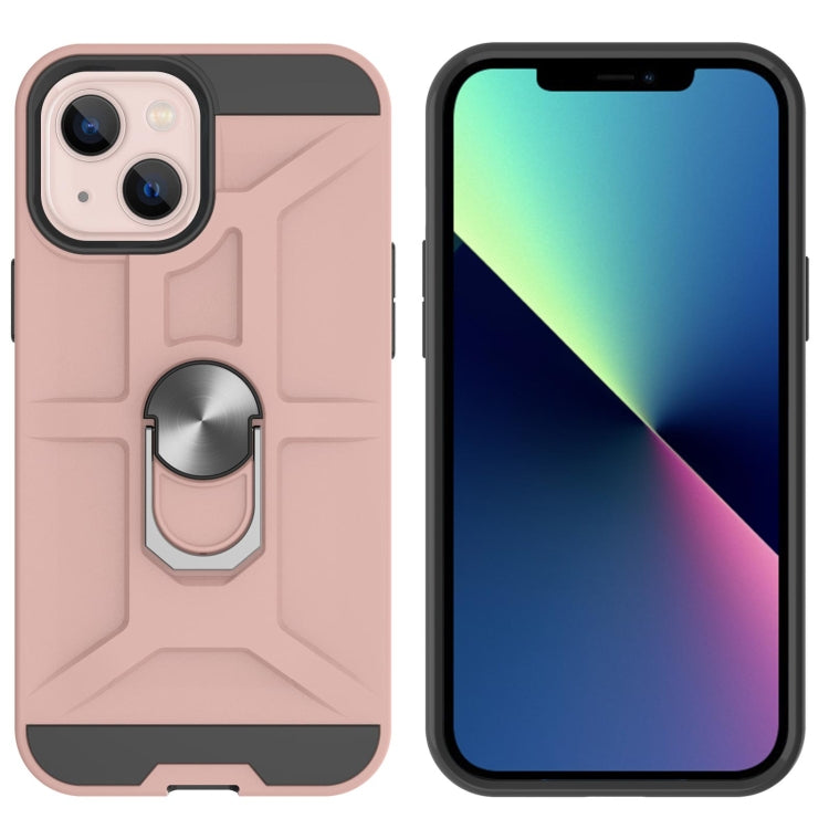 For iPhone 13 War-god Armor TPU + PC Shockproof Magnetic Protective Case with Ring Holder