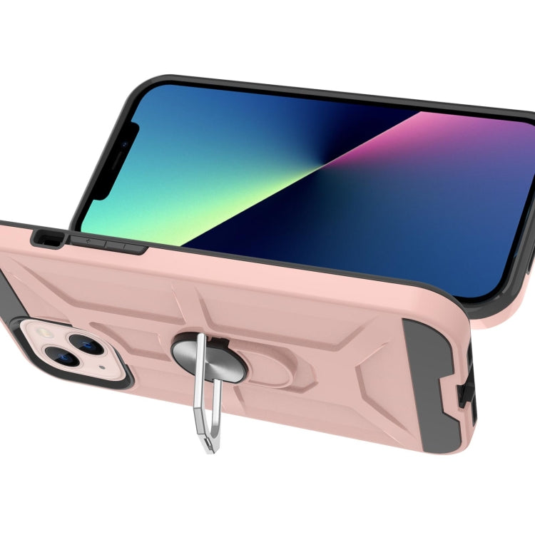 For iPhone 13 War-god Armor TPU + PC Shockproof Magnetic Protective Case with Ring Holder