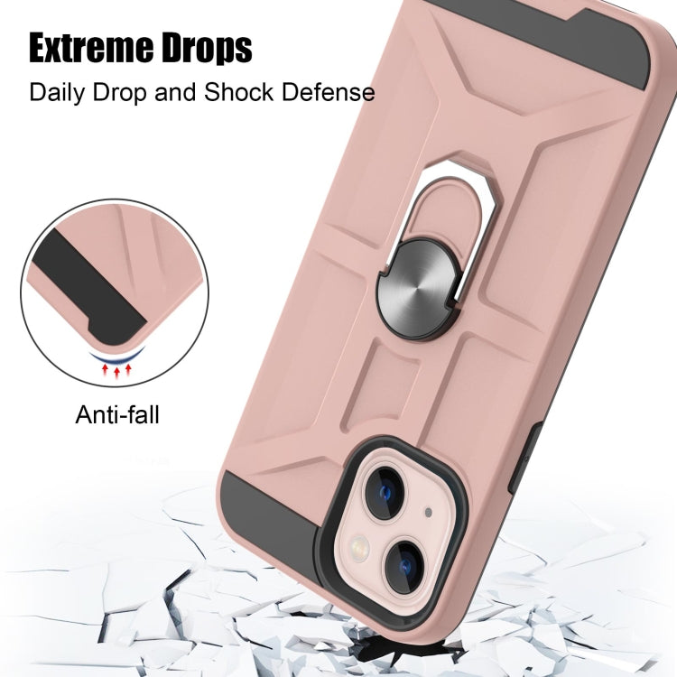 For iPhone 13 War-god Armor TPU + PC Shockproof Magnetic Protective Case with Ring Holder