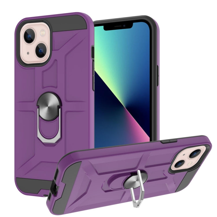 For iPhone 13 War-god Armor TPU + PC Shockproof Magnetic Protective Case with Ring Holder