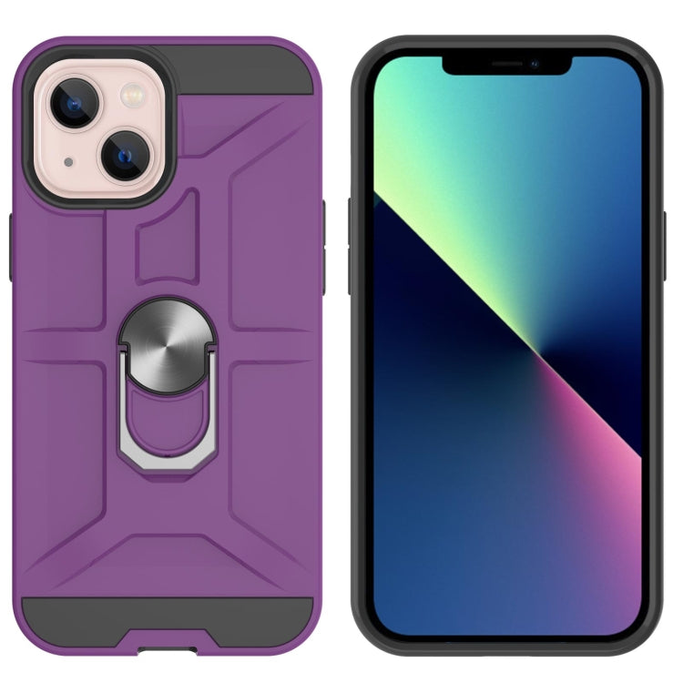 For iPhone 13 War-god Armor TPU + PC Shockproof Magnetic Protective Case with Ring Holder