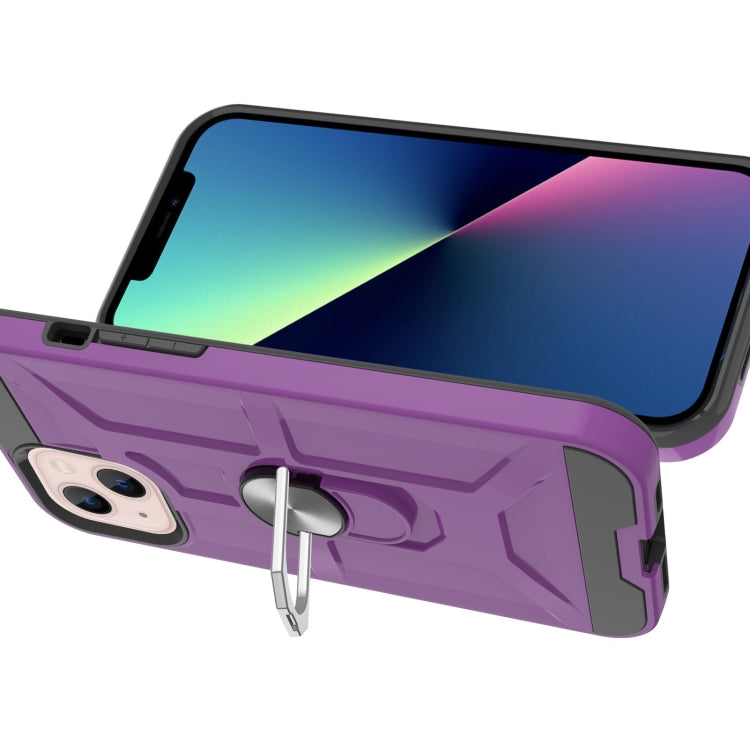 For iPhone 13 War-god Armor TPU + PC Shockproof Magnetic Protective Case with Ring Holder