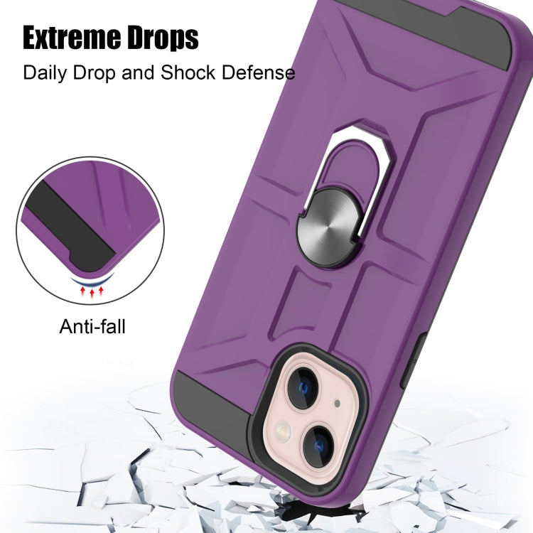 For iPhone 13 War-god Armor TPU + PC Shockproof Magnetic Protective Case with Ring Holder