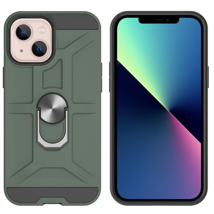 For iPhone 13 War-god Armor TPU + PC Shockproof Magnetic Protective Case with Ring Holder