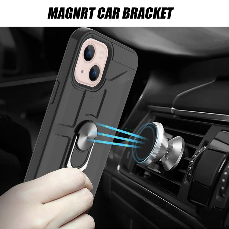 For iPhone 13 War-god Armor TPU + PC Shockproof Magnetic Protective Case with Ring Holder