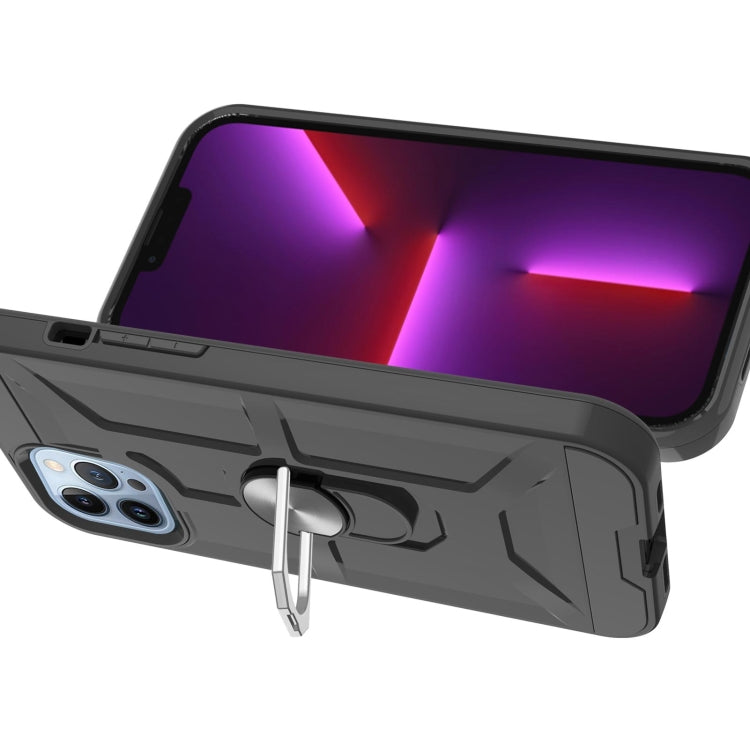 For iPhone 13 Pro War-god Armor TPU + PC Shockproof Magnetic Protective Case with Ring Holder
