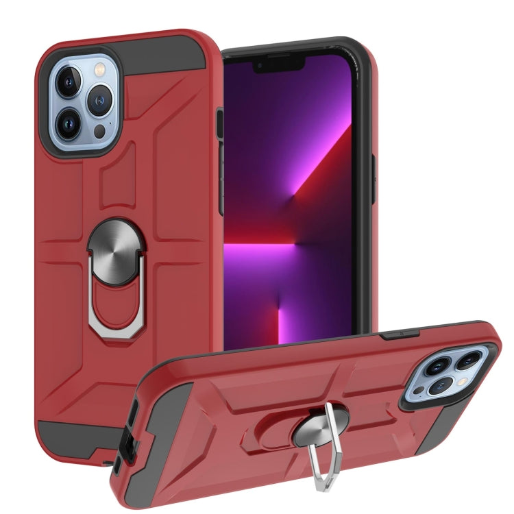 For iPhone 13 Pro War-god Armor TPU + PC Shockproof Magnetic Protective Case with Ring Holder