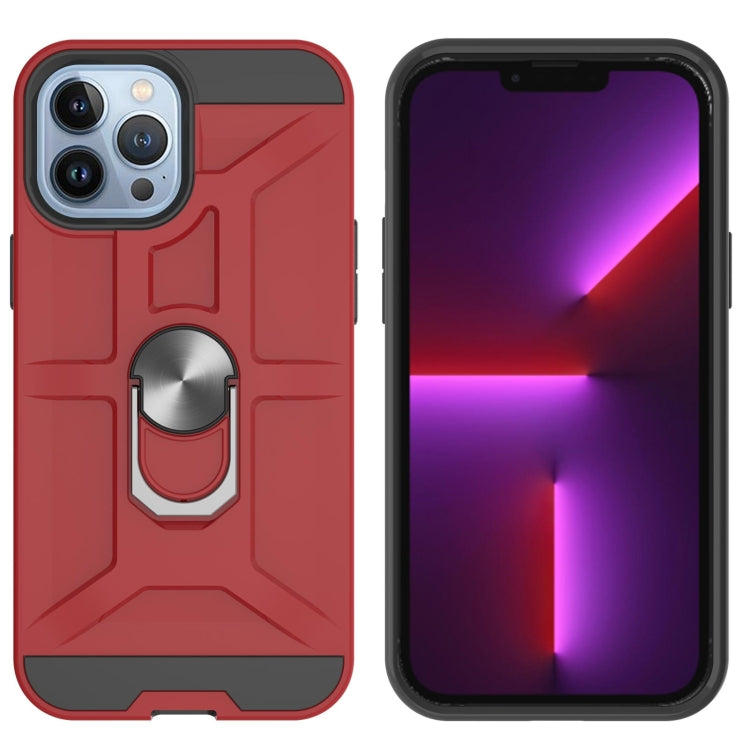 For iPhone 13 Pro War-god Armor TPU + PC Shockproof Magnetic Protective Case with Ring Holder