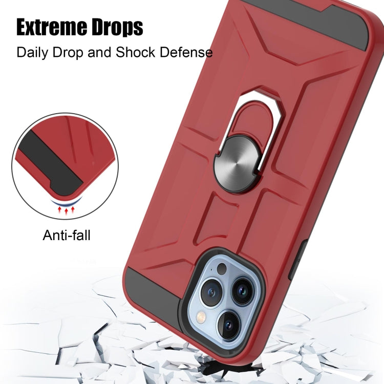 For iPhone 13 Pro War-god Armor TPU + PC Shockproof Magnetic Protective Case with Ring Holder