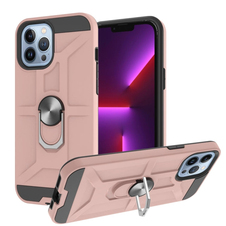 For iPhone 13 Pro War-god Armor TPU + PC Shockproof Magnetic Protective Case with Ring Holder
