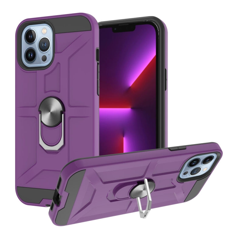 For iPhone 13 Pro War-god Armor TPU + PC Shockproof Magnetic Protective Case with Ring Holder