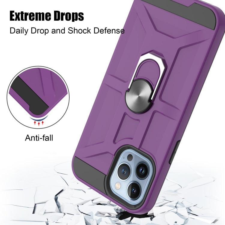 For iPhone 13 Pro War-god Armor TPU + PC Shockproof Magnetic Protective Case with Ring Holder