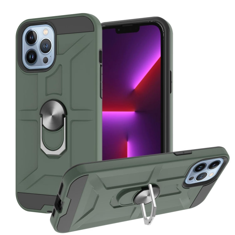 For iPhone 13 Pro War-god Armor TPU + PC Shockproof Magnetic Protective Case with Ring Holder