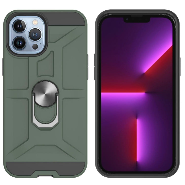 For iPhone 13 Pro War-god Armor TPU + PC Shockproof Magnetic Protective Case with Ring Holder