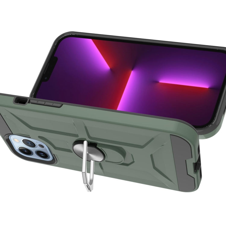 For iPhone 13 Pro War-god Armor TPU + PC Shockproof Magnetic Protective Case with Ring Holder