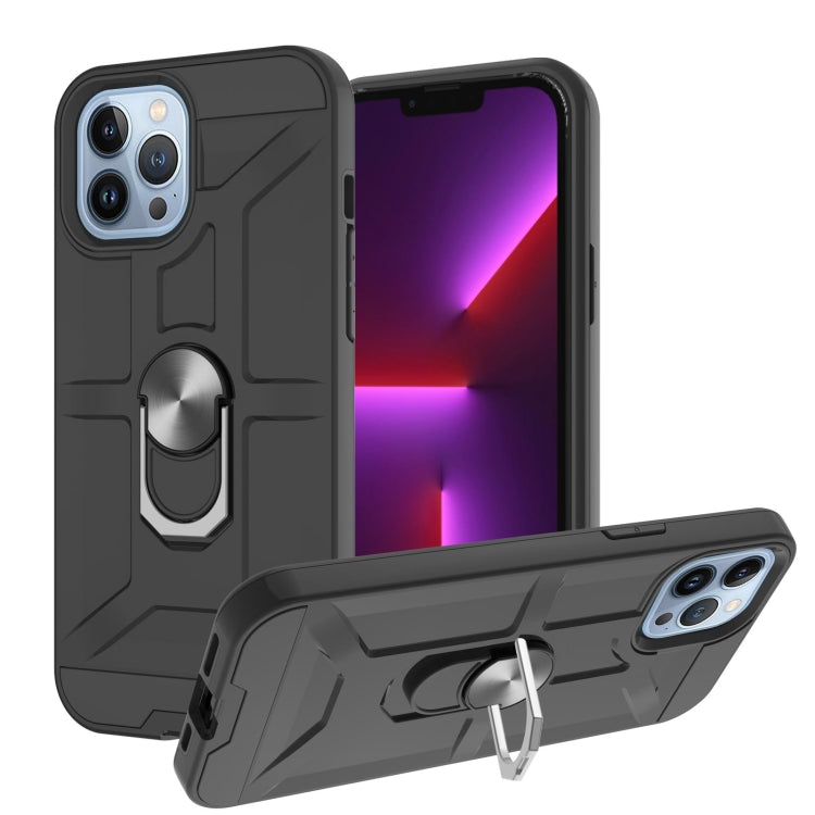 For iPhone 13 Pro Max War-god Armor TPU + PC Shockproof Magnetic Protective Case with Ring Holder