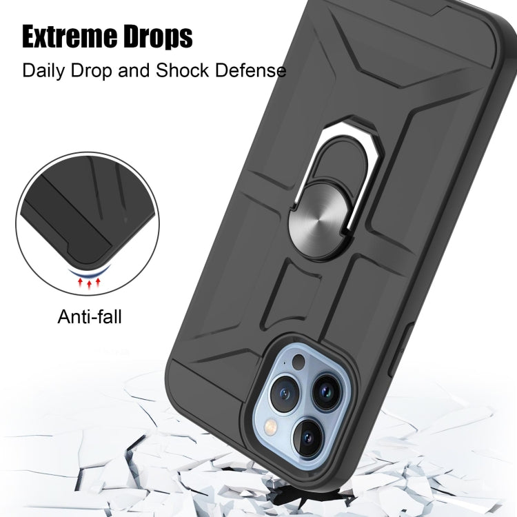 For iPhone 13 Pro Max War-god Armor TPU + PC Shockproof Magnetic Protective Case with Ring Holder