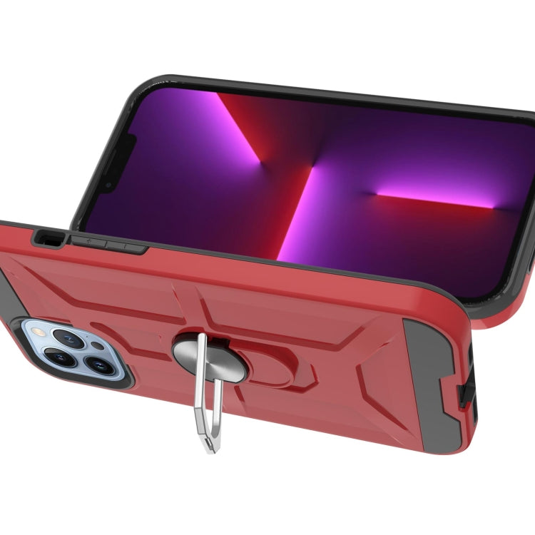 For iPhone 13 Pro Max War-god Armor TPU + PC Shockproof Magnetic Protective Case with Ring Holder