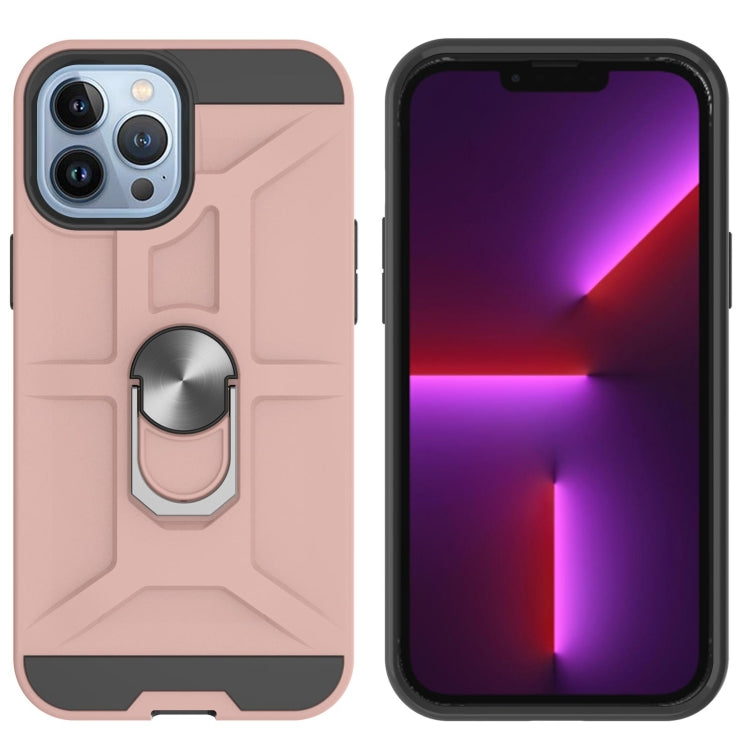 For iPhone 13 Pro Max War-god Armor TPU + PC Shockproof Magnetic Protective Case with Ring Holder