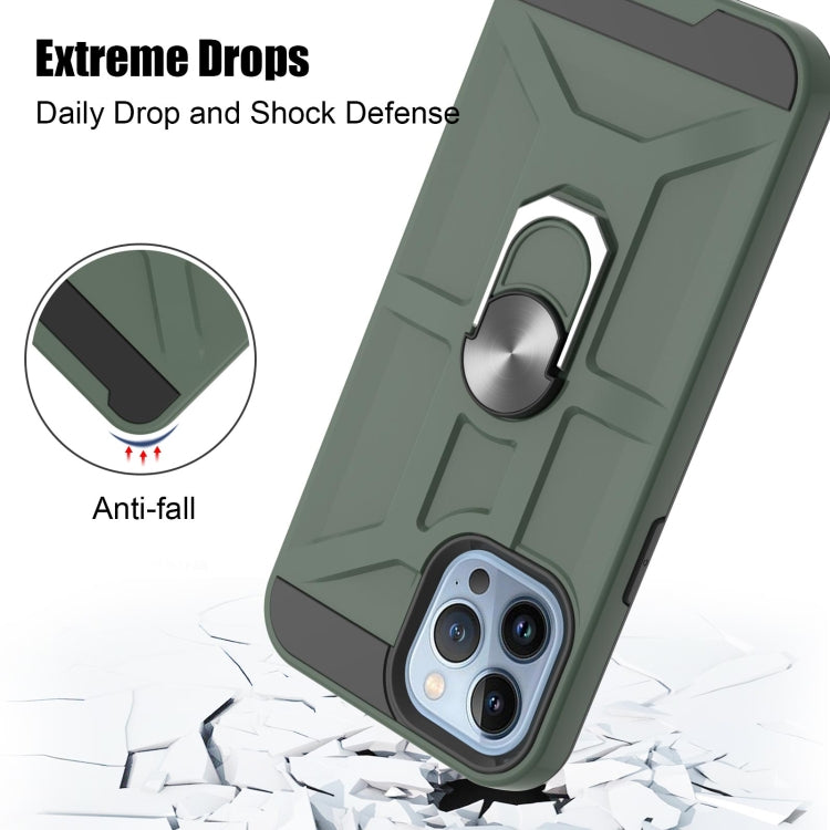 For iPhone 13 Pro Max War-god Armor TPU + PC Shockproof Magnetic Protective Case with Ring Holder
