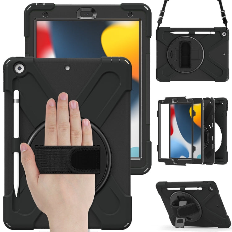 For iPad 10.2 2021 / 2020 / 2019 Silicone + PC Protective Case with Holder & Shoulder Strap