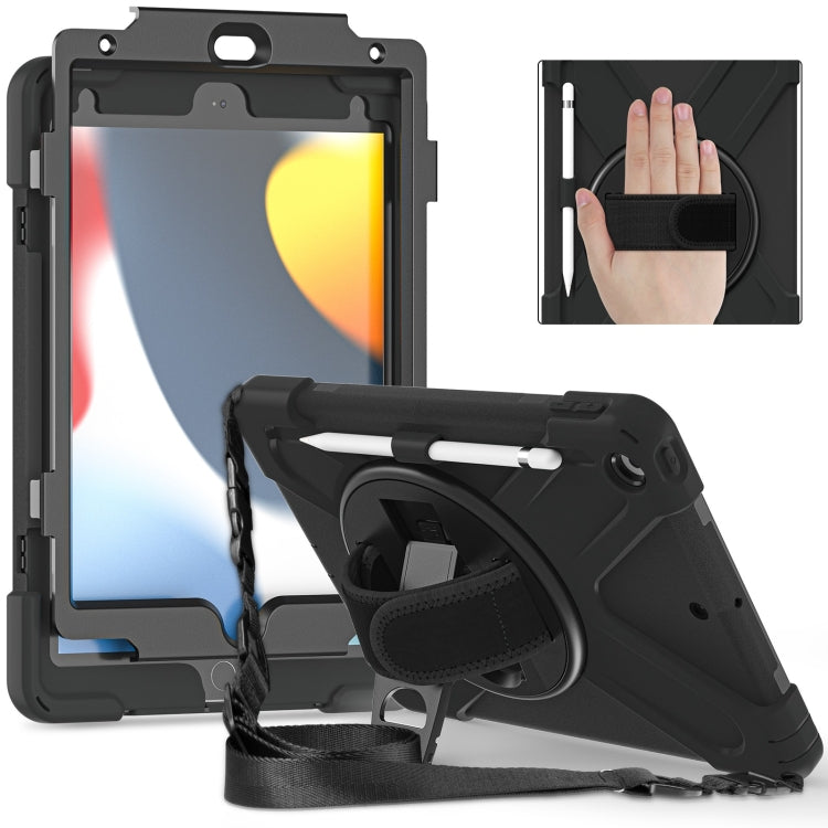For iPad 10.2 2021 / 2020 / 2019 Silicone + PC Protective Case with Holder & Shoulder Strap