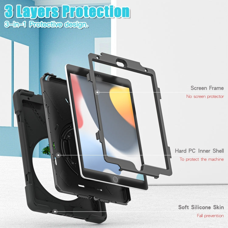 For iPad 10.2 2021 / 2020 / 2019 Silicone + PC Protective Case with Holder & Shoulder Strap
