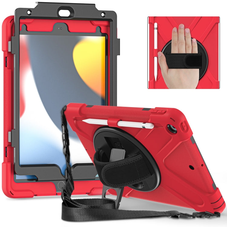 For iPad 10.2 2021 / 2020 / 2019 Silicone + PC Protective Case with Holder & Shoulder Strap