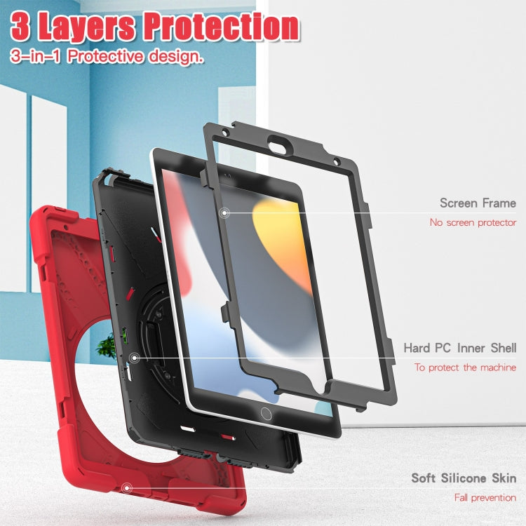 For iPad 10.2 2021 / 2020 / 2019 Silicone + PC Protective Case with Holder & Shoulder Strap