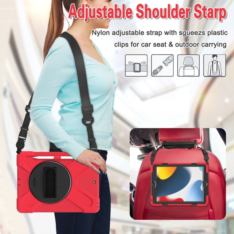 For iPad 10.2 2021 / 2020 / 2019 Silicone + PC Protective Case with Holder & Shoulder Strap