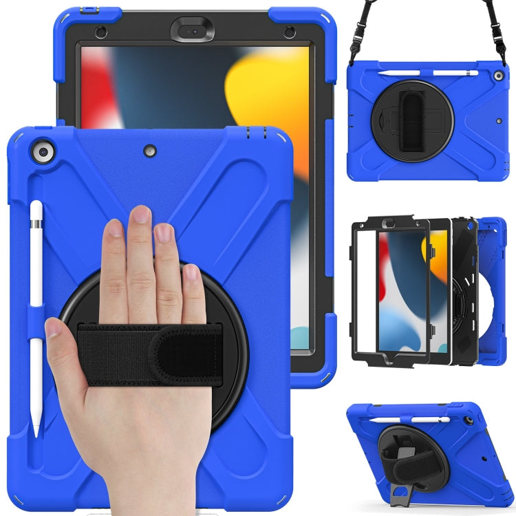 For iPad 10.2 2021 / 2020 / 2019 Silicone + PC Protective Case with Holder & Shoulder Strap