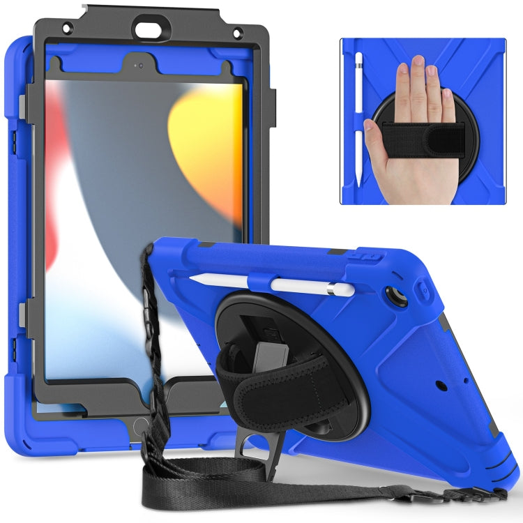 For iPad 10.2 2021 / 2020 / 2019 Silicone + PC Protective Case with Holder & Shoulder Strap
