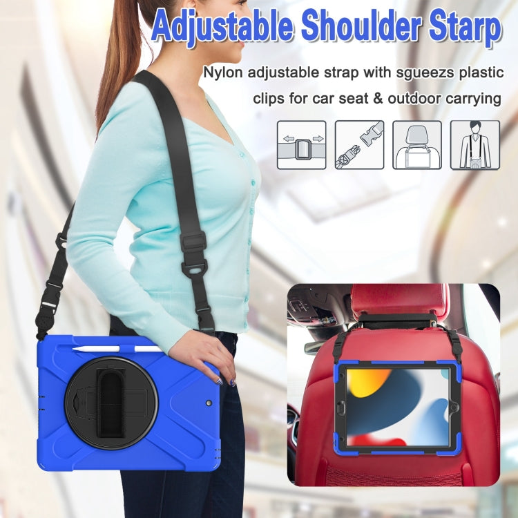 For iPad 10.2 2021 / 2020 / 2019 Silicone + PC Protective Case with Holder & Shoulder Strap