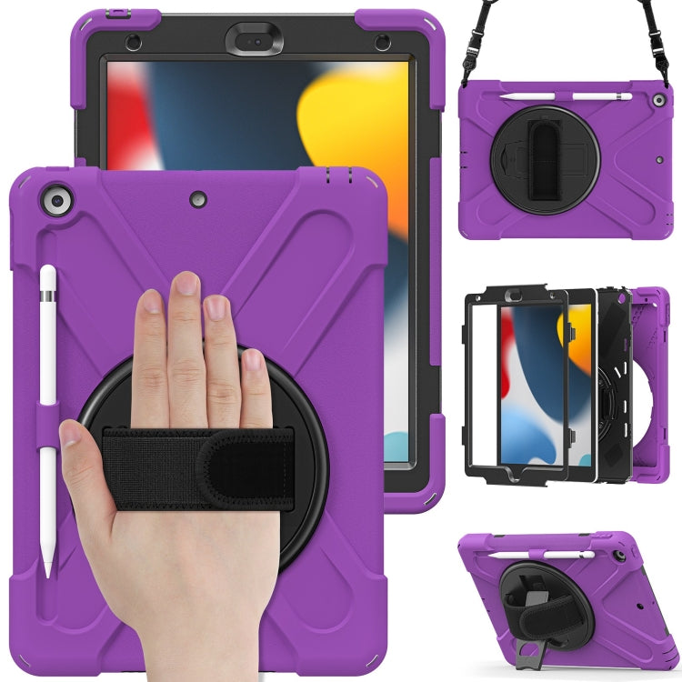 For iPad 10.2 2021 / 2020 / 2019 Silicone + PC Protective Case with Holder & Shoulder Strap