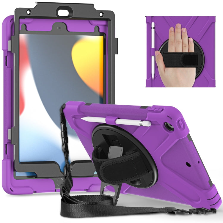 For iPad 10.2 2021 / 2020 / 2019 Silicone + PC Protective Case with Holder & Shoulder Strap