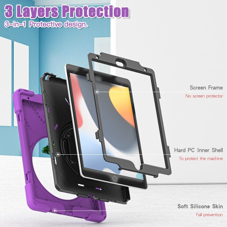 For iPad 10.2 2021 / 2020 / 2019 Silicone + PC Protective Case with Holder & Shoulder Strap