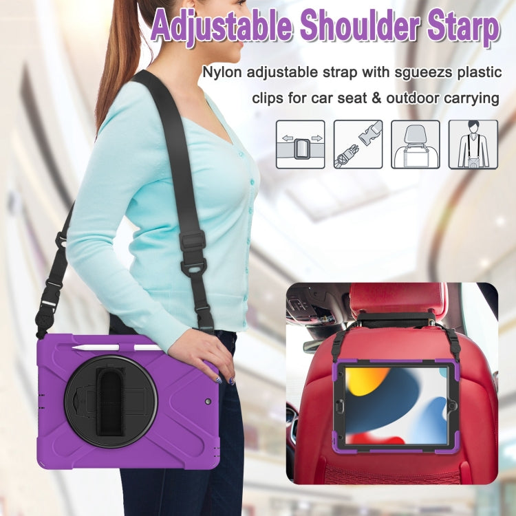 For iPad 10.2 2021 / 2020 / 2019 Silicone + PC Protective Case with Holder & Shoulder Strap