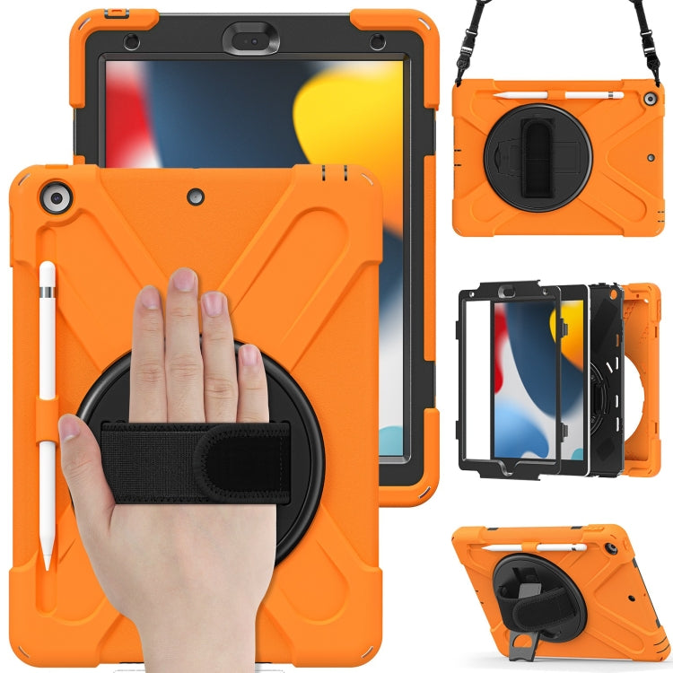 For iPad 10.2 2021 / 2020 / 2019 Silicone + PC Protective Case with Holder & Shoulder Strap