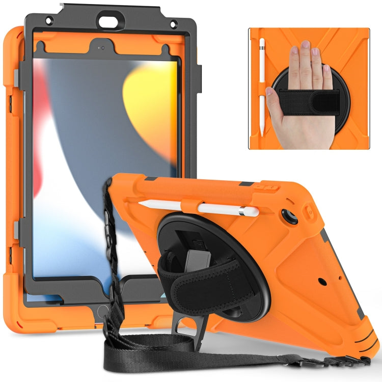 For iPad 10.2 2021 / 2020 / 2019 Silicone + PC Protective Case with Holder & Shoulder Strap