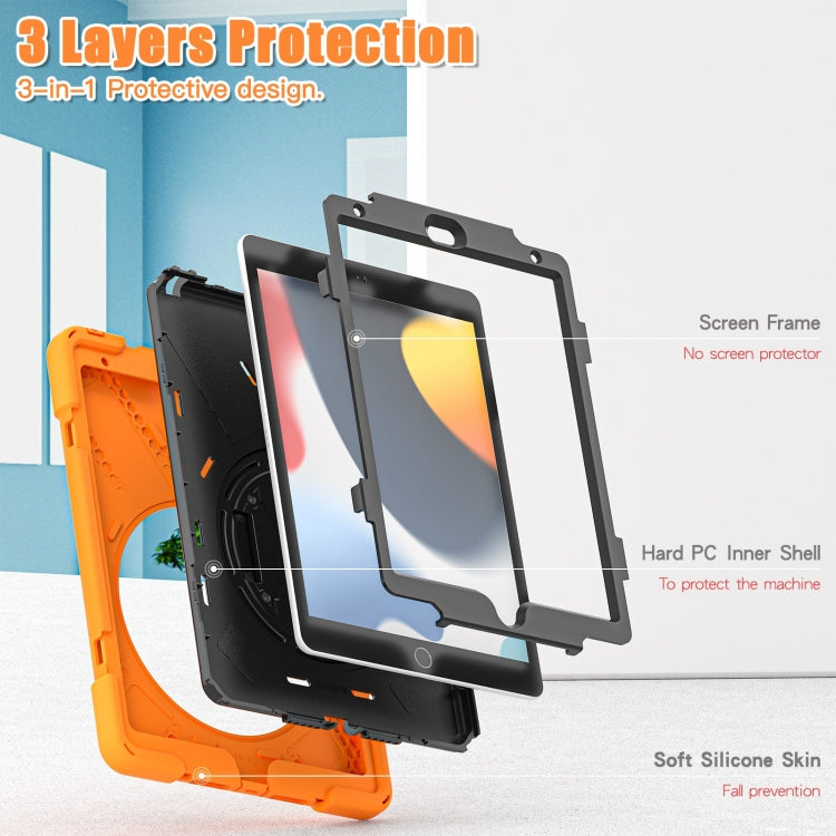 For iPad 10.2 2021 / 2020 / 2019 Silicone + PC Protective Case with Holder & Shoulder Strap