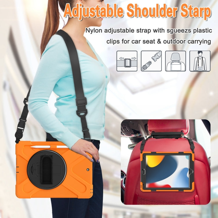 For iPad 10.2 2021 / 2020 / 2019 Silicone + PC Protective Case with Holder & Shoulder Strap