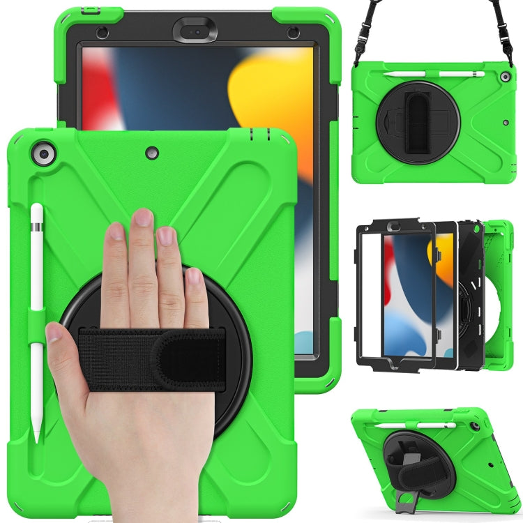 For iPad 10.2 2021 / 2020 / 2019 Silicone + PC Protective Case with Holder & Shoulder Strap