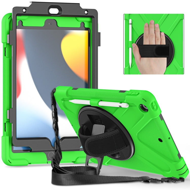 For iPad 10.2 2021 / 2020 / 2019 Silicone + PC Protective Case with Holder & Shoulder Strap