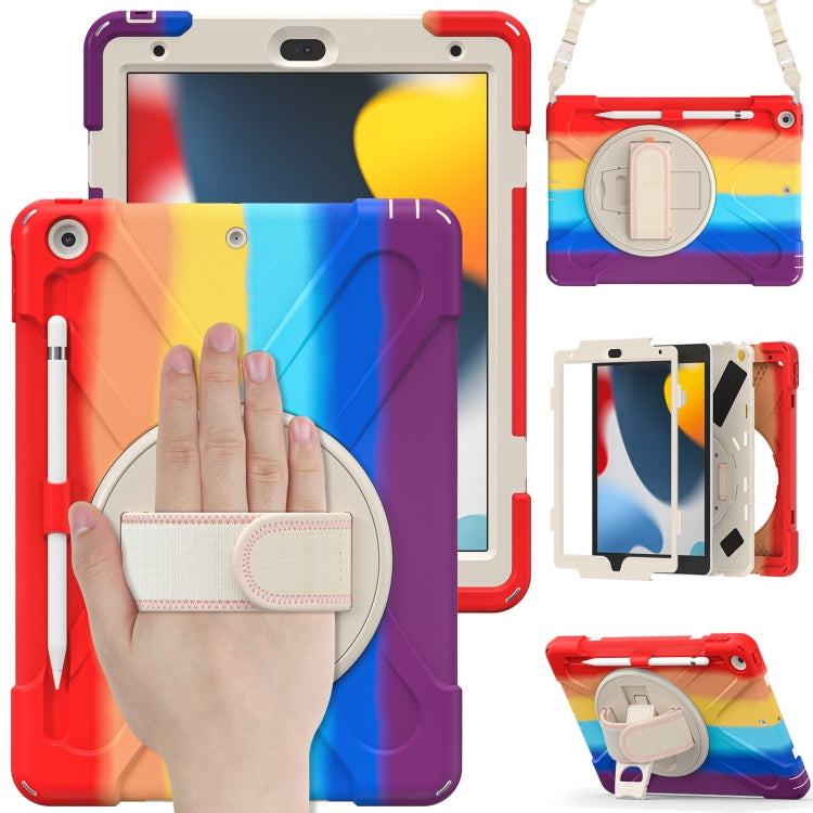 For iPad 10.2 2021 / 2020 / 2019 Silicone + PC Protective Case with Holder & Shoulder Strap