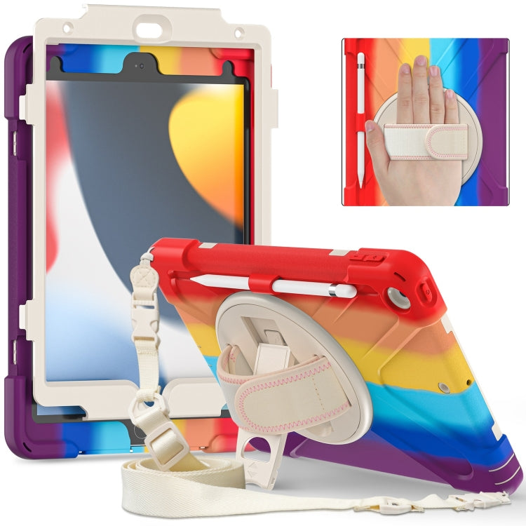 For iPad 10.2 2021 / 2020 / 2019 Silicone + PC Protective Case with Holder & Shoulder Strap