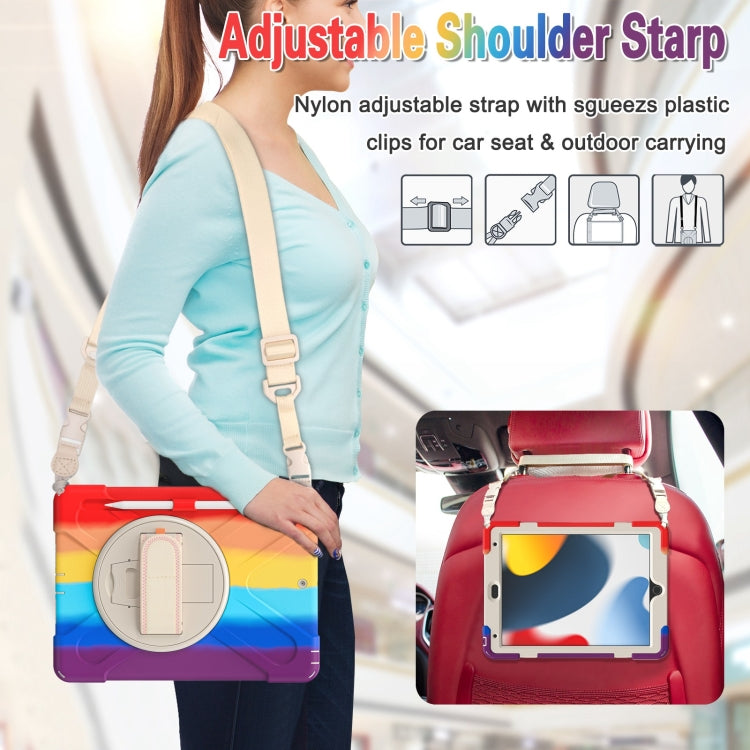 For iPad 10.2 2021 / 2020 / 2019 Silicone + PC Protective Case with Holder & Shoulder Strap